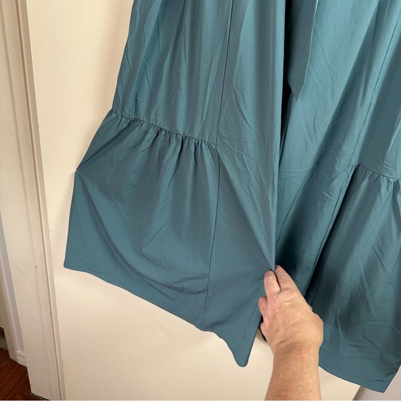 Halara Blue Hi/Waisted Shirred Tie‎ Front Back Wide Leg Palazzo-Like Pants NWT M - Picture 10 of 16